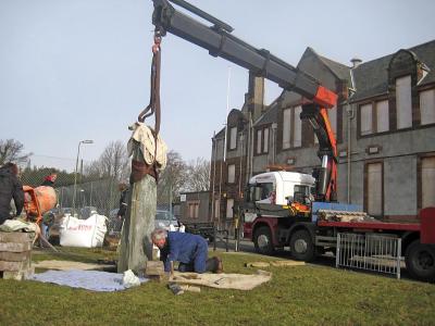 Erecting the Juniper Green monument